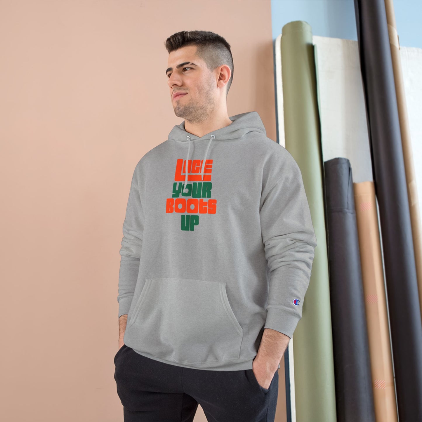 Lace Your Boots Up Hoodie — Retro Streetwear Champion Pullover