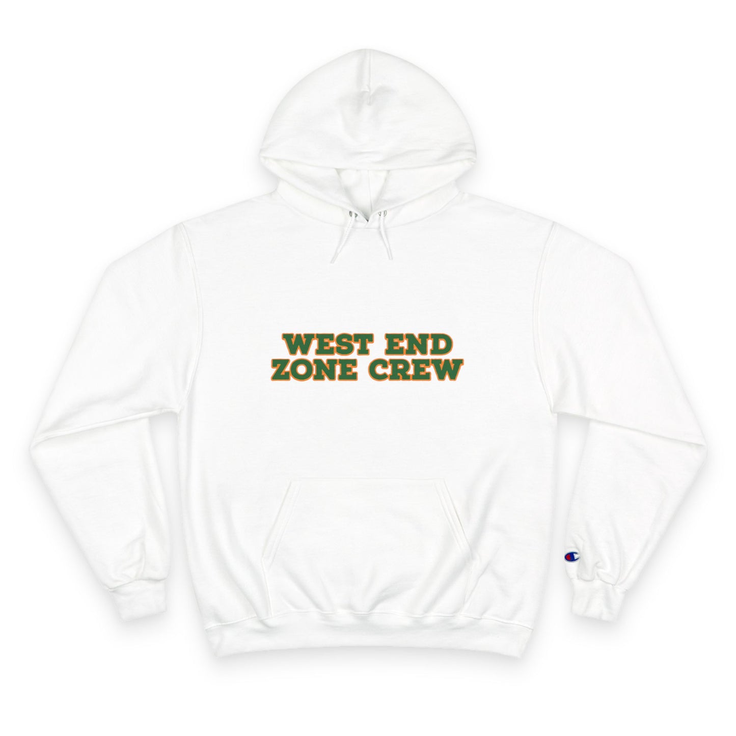 West End Zone Crew Hoodie — Champion-Style White Pullover