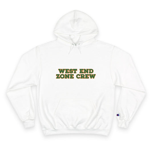 West End Zone Crew Hoodie — Champion-Style White Pullover